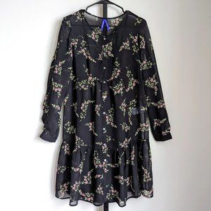 Floral Tiered Maternity Dress With Jersey Under Slip